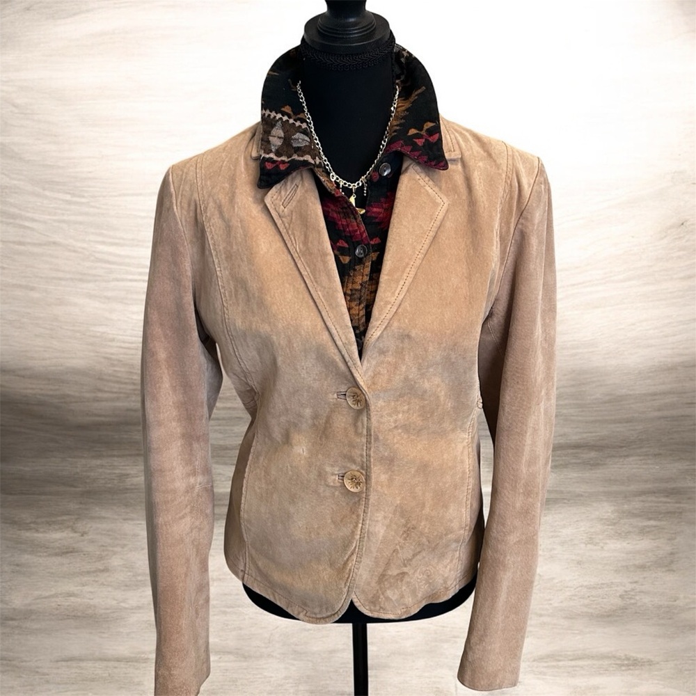 Colebrook Women’s Vintage Tan Suede Leather Jacket. Size Small
